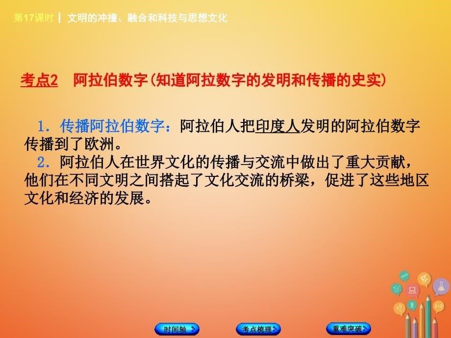 中考历史复习 第一部分 教材梳理篇 第4单元 世界古代史、近代史 第17课时 文明的冲撞、融合和科技与思想文化课件_第5页