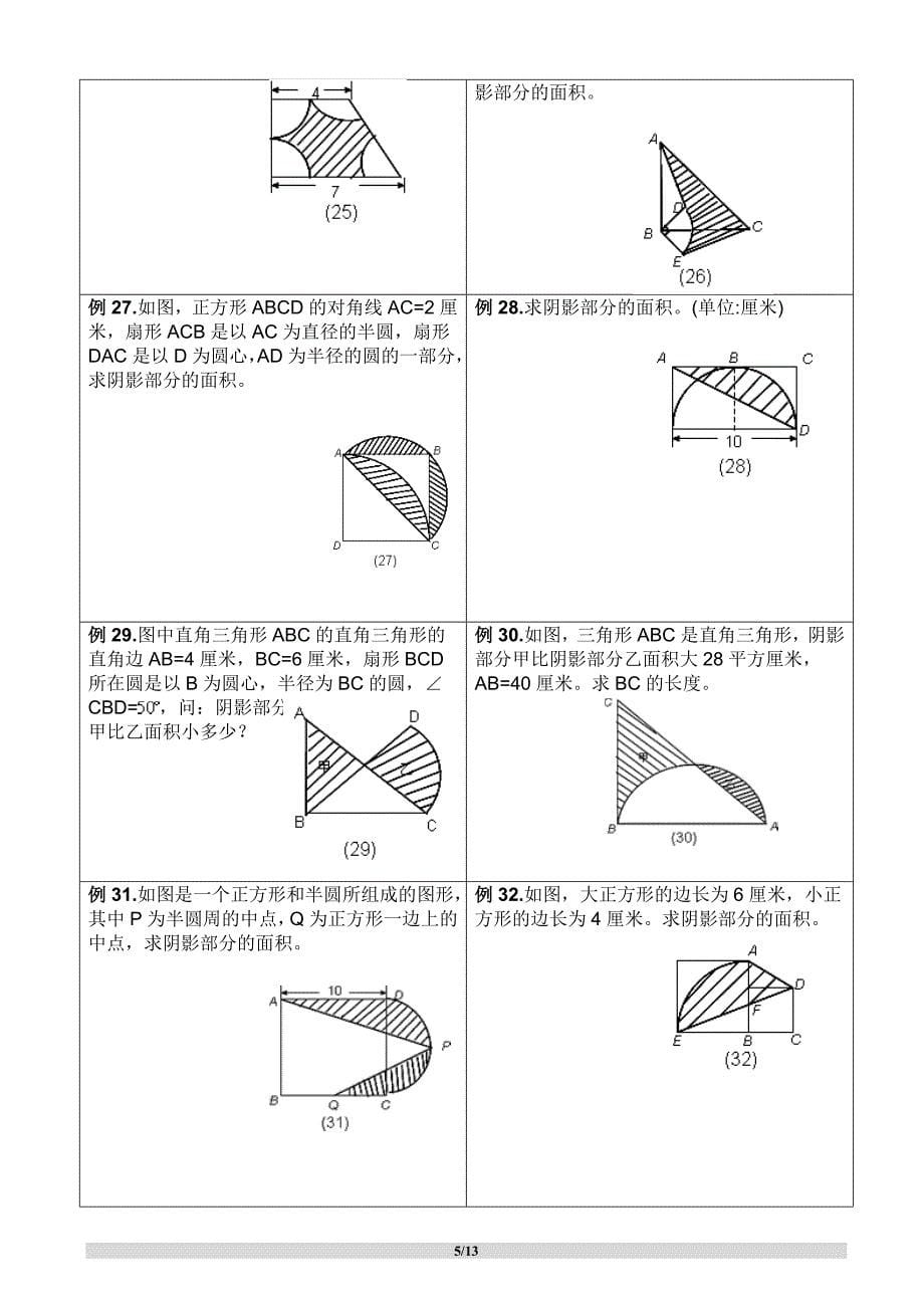 2017年小升初复习专题-求阴影部分面积(含答案)_第5页