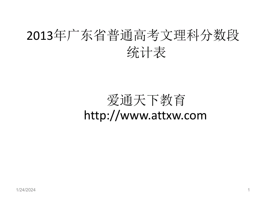 2013年广东省普通高考文理科分数段统计表+_第1页