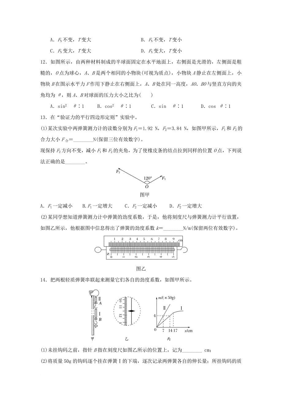 高考物理 热点快速突破 必考部分 专题03 相互作用（无答案）1_第5页