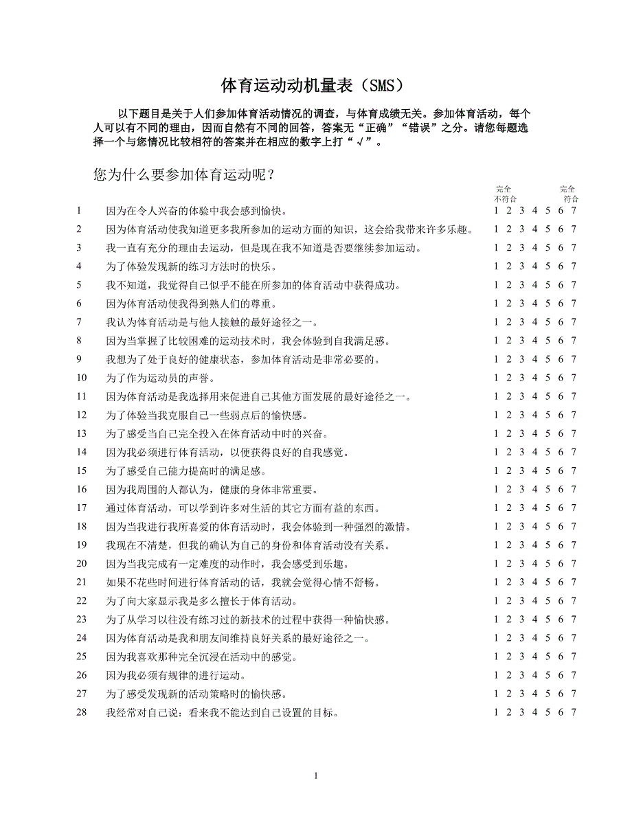 体育运动动机量表        (sms)_第1页