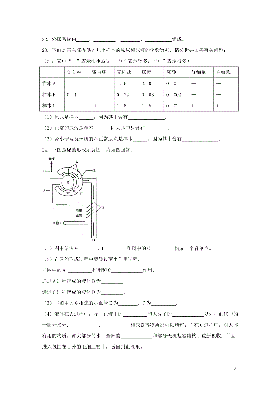 七年级生物下册4.5人体内废物的排出章末检测1新版新人教版_第3页