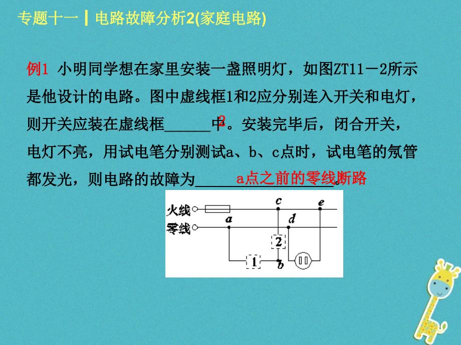 中考物理复习 第十一单元 电与磁 专题（11）电路故障分析2（家庭电路）课件_第3页