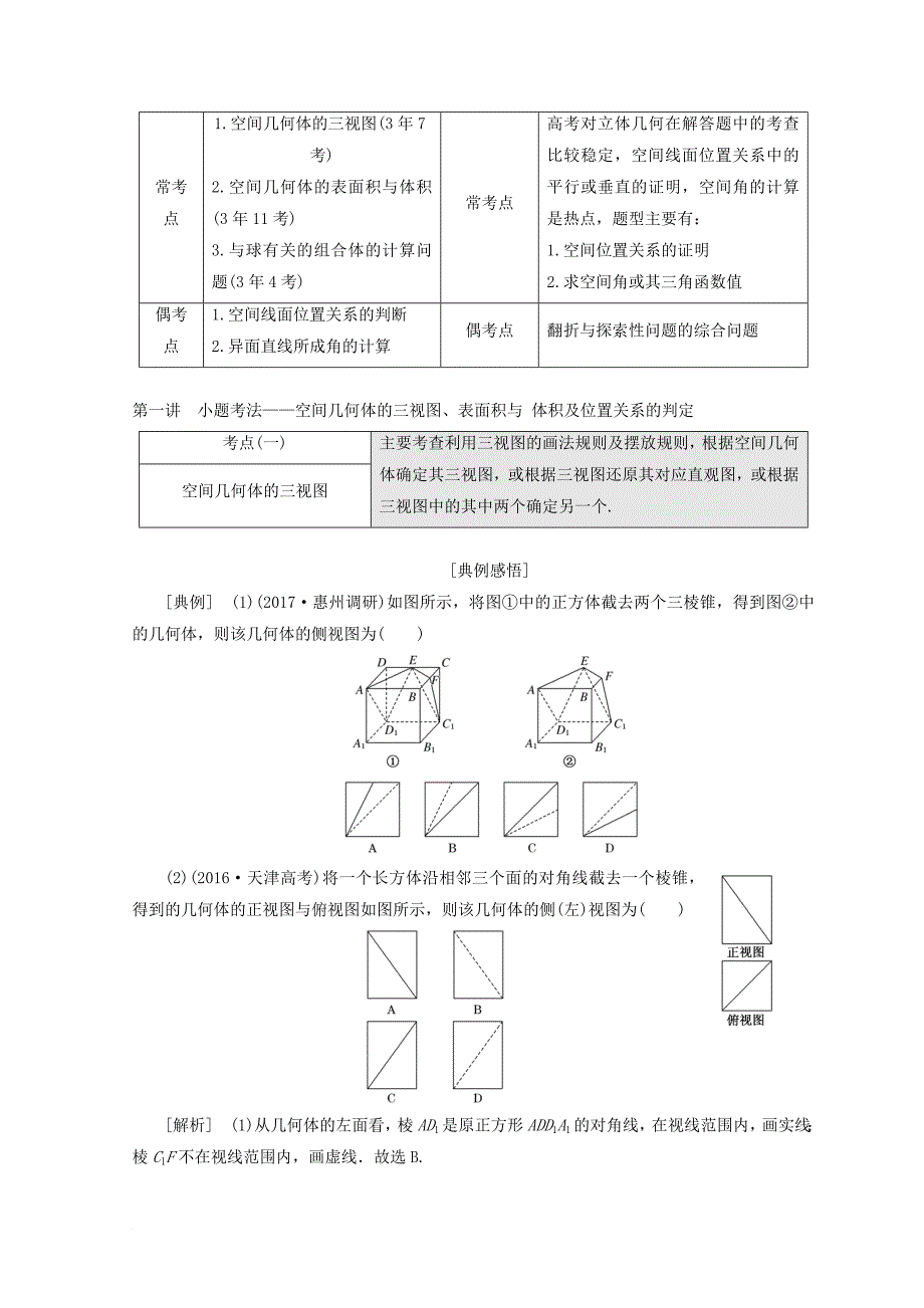 高考数学二轮复习 第一部分 专题三 立体几何教学案 理_第2页