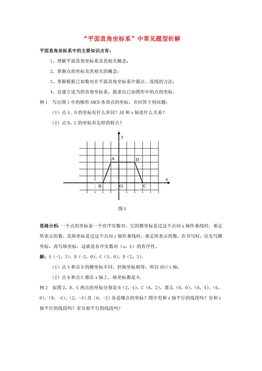 七年级数学下册 7_1 平面直角坐标系 平面直角坐标系中常见题型析解素材 （新版）新人教版_第1页