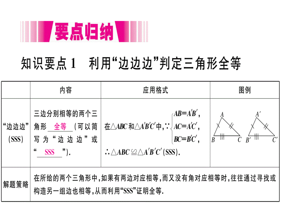 2018年秋人教版（安徽）八年级数学上册习题课件：12.2  第1课时  “边边边”x_第2页