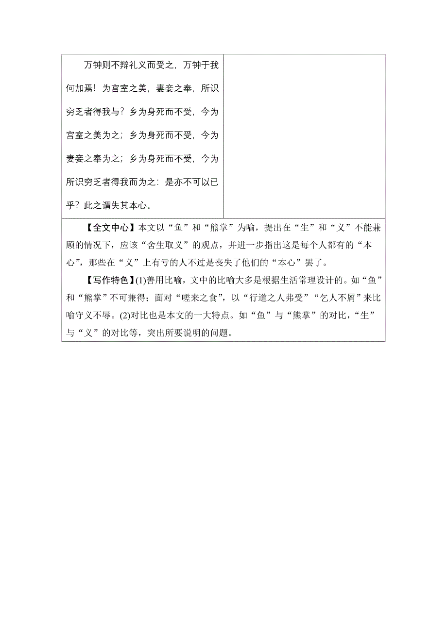 2018版中考面对面初中（湖南）语文复习练习：第34篇   《孟子》二则 鱼我所欲也_第2页