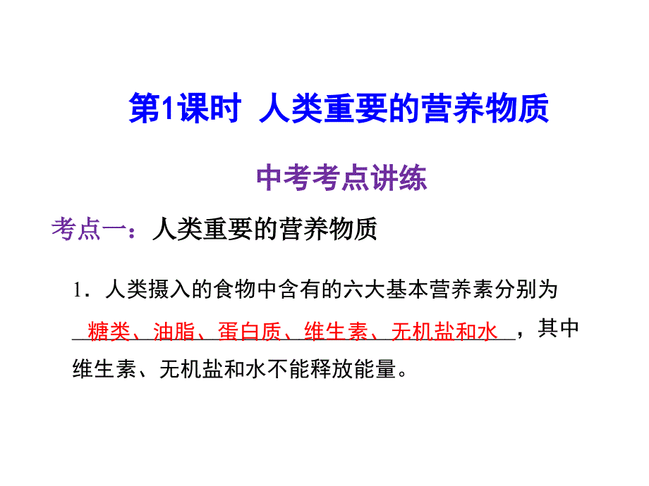 2018年中考化学一轮复习（人教版）课件：第12单元  第1课时  人类重要的营养物质_第3页