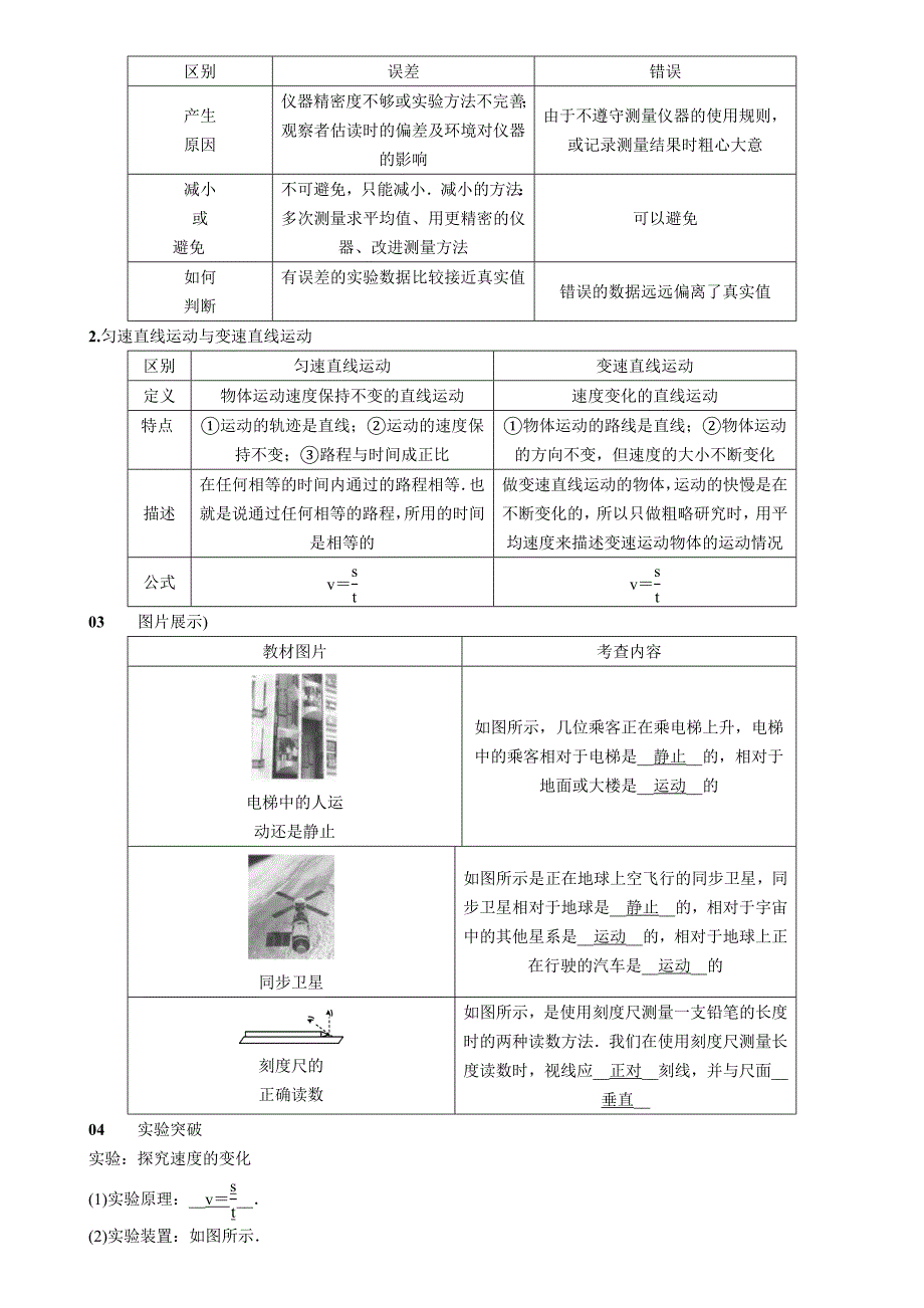 2018秋期八年级沪科版物理练习：第2章 知识清单_第2页