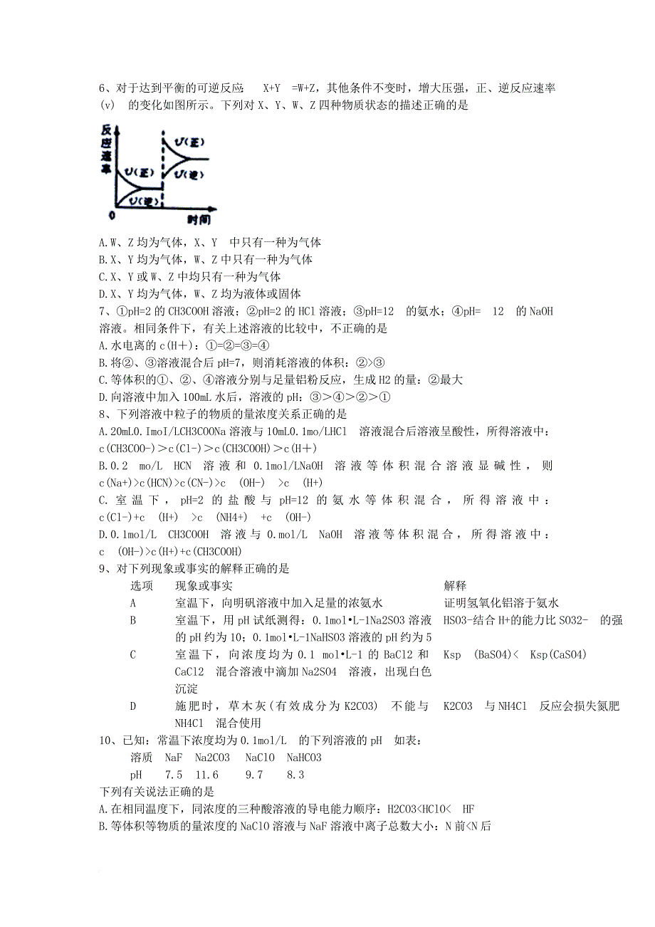 高二化学上学期期末模拟考试 试题_第2页