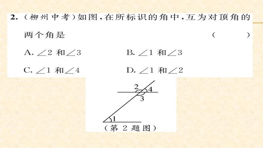 2018春沪科版七年级数学下册同步作业课件 10.第1课时  对顶角及其性质_第5页