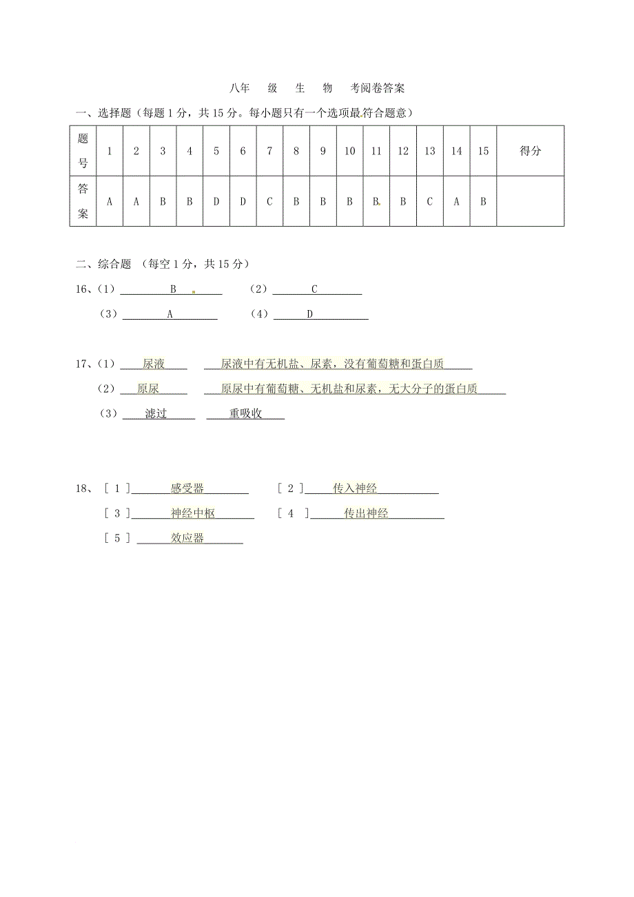 八年级生物上学期第一次月考试题 新人教版13_第4页