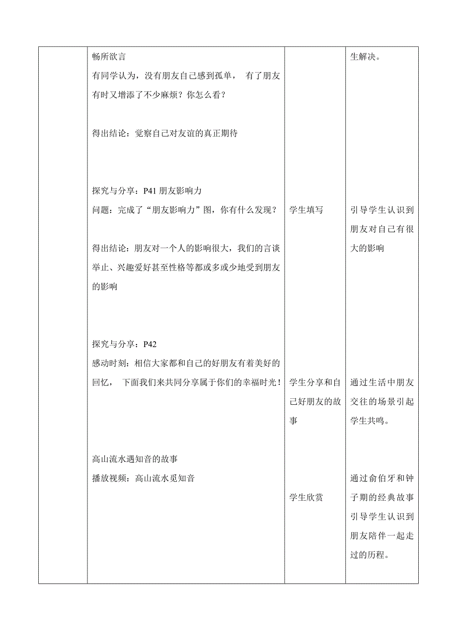 2018秋人教版七年级政治上册（部编版）教案：第四课第一框 和朋友在一起_第3页