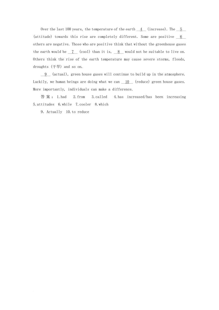 高中英语 module 4 sandstorms in asia课时跟踪练（三）other parts of the module 外研版必修3_第5页