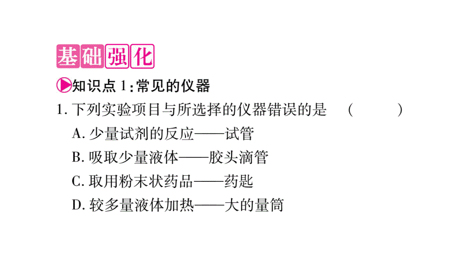 2018秋（鲁教版）九年级化学全册习题课件：第1单元 到实验室去_第4页