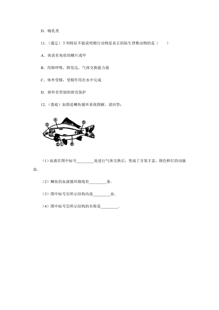 2017-2018学年生物济南版七年级上册同步练习：2.2.2.1脊椎动物的主要类群_第4页