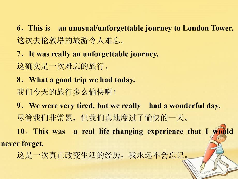 高中英语 module 3 my first ride on a train section ⅴ writing-游记类记叙文课件 外研版必修1_第3页