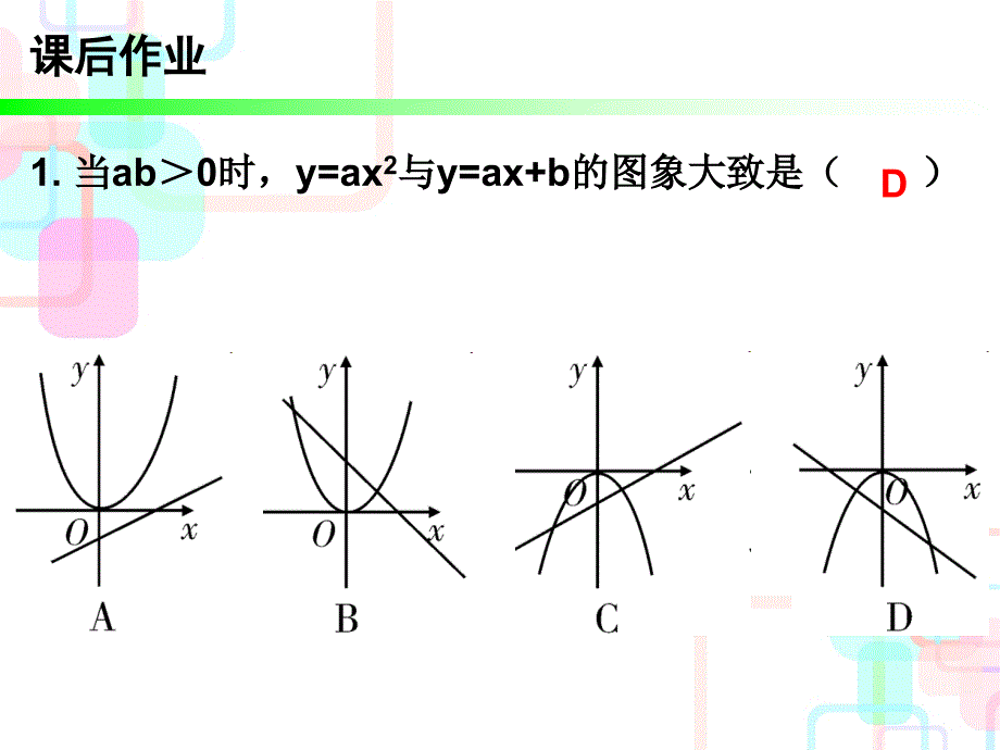 2018年广东中考数学总复习课后作业课件：13第三章课时13 二次函数_第2页