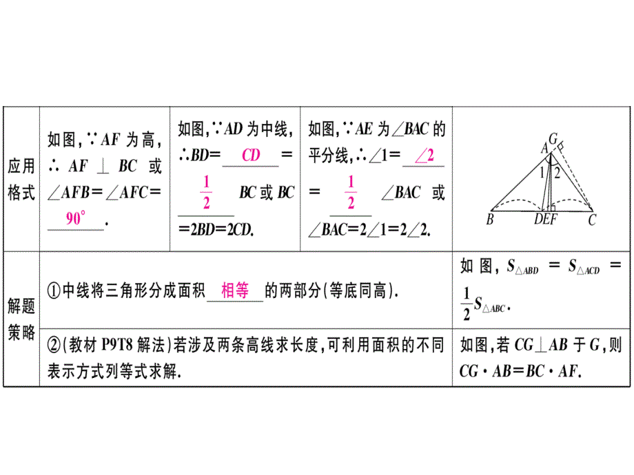 2018年秋人教版（江西）八年级数学上册习题课件：11.1.2  三角形的高、中线与角平分线      11.1.3  三角形的稳定性x_第3页
