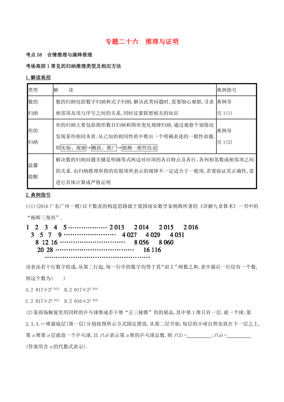 高考数学 第七章 不等式、推理与证明 专题26 推理与证明考场高招大全_第1页