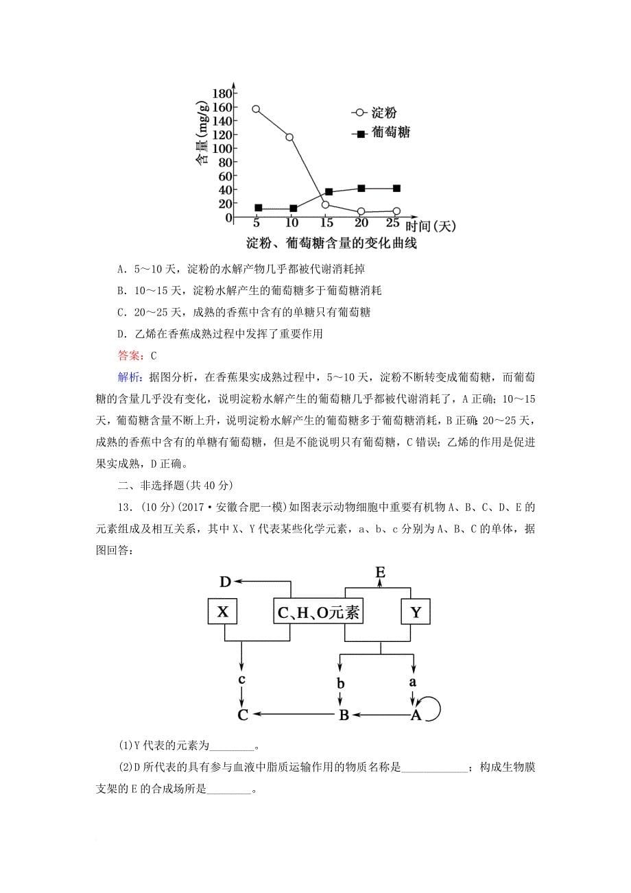 高三生物二轮复习 课时作业1 细胞的物质基础_第5页