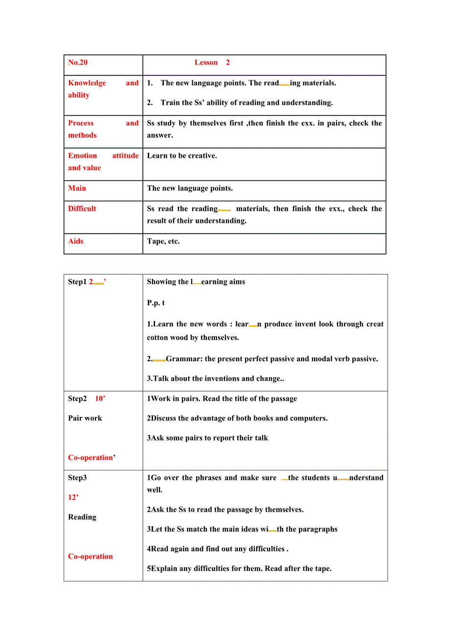 2018届外研版九年级英语上册教案 ：module4-2_第1页