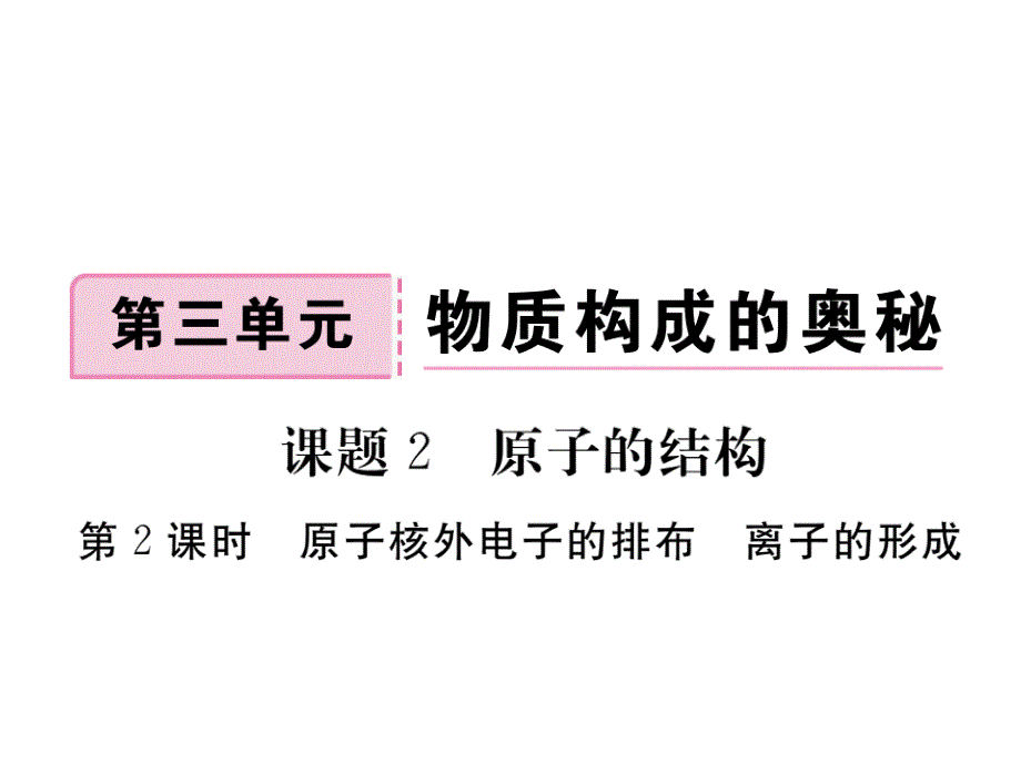 2018年学练优（贵州专版）人教版九年级化学上册同步作业课件：3.课题2  第2课时 原子核外电子的排布  离子的形成_第1页