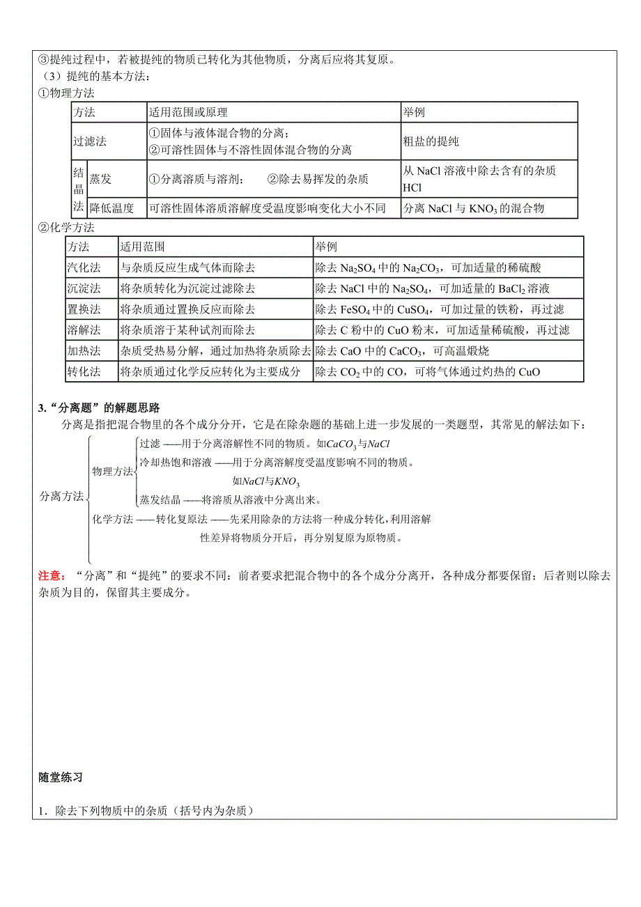 离子共存除杂鉴别分离基础复习_第4页