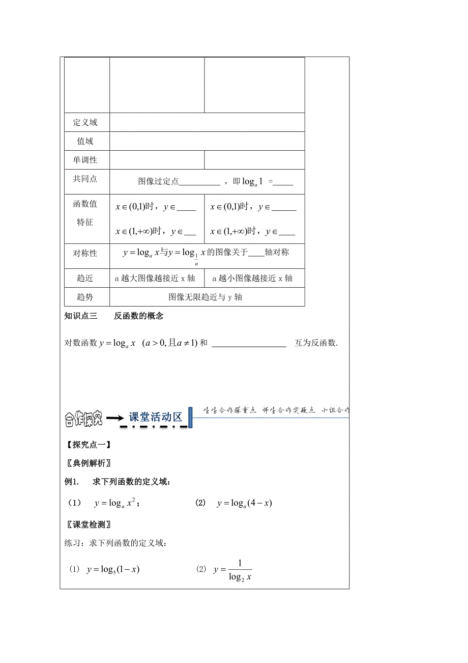 高中数学 第二章 基本初等函数（ⅰ）2_2_2 对数函数及其性质导学案（无答案）新人教a版必修1_第2页