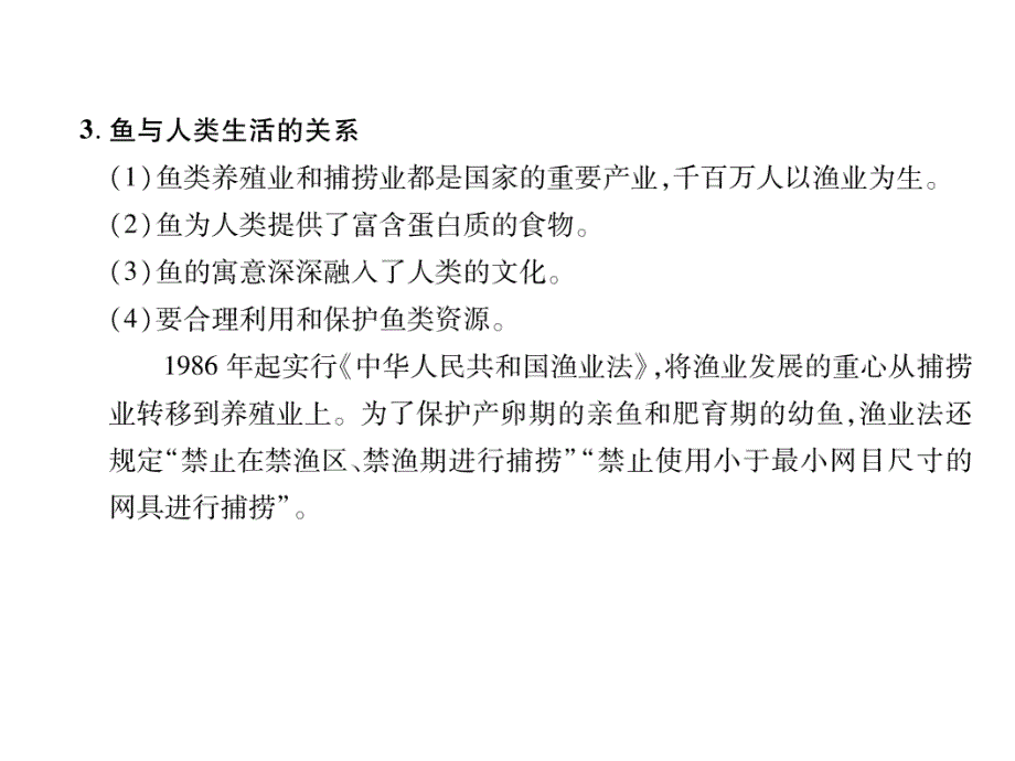 2018秋人教版八级生物上册练习课件：第5单元第1章第4节  鱼_第3页