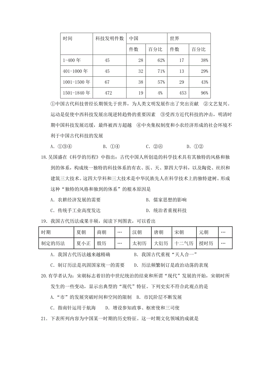 高二历史上学期期末模拟考试试题_第4页