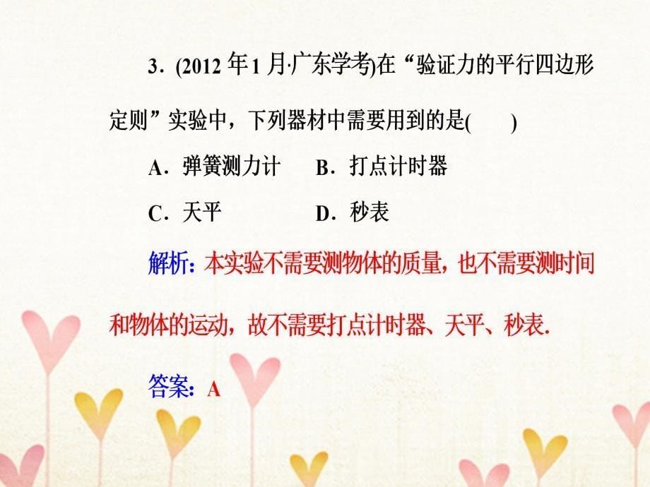 高中物理学业水平复习 专题十 考点2 探究弹力和弹簧伸长的关系验证力的平行四边形定则课件_第5页