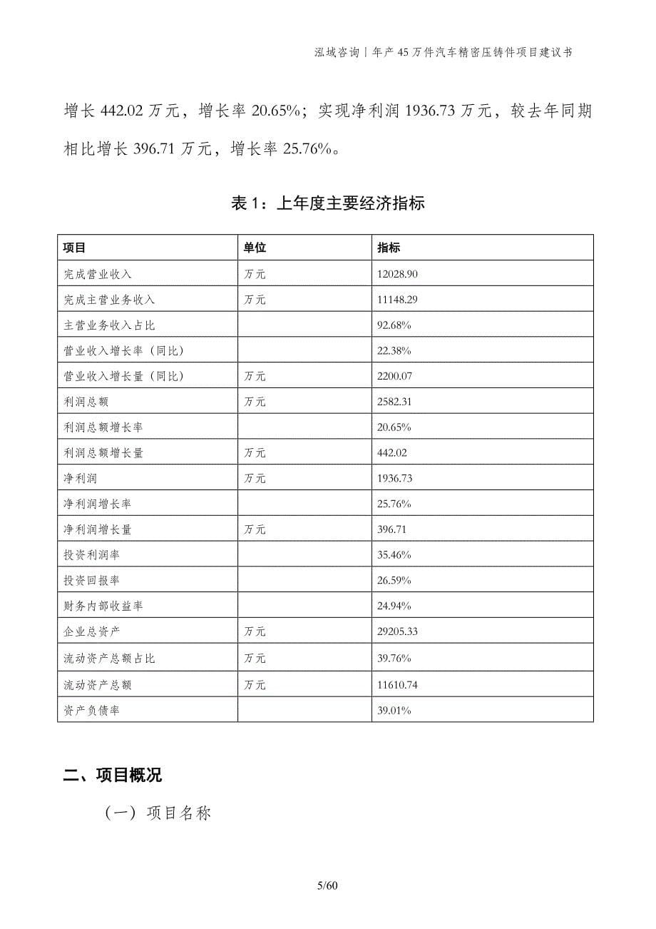 年产45万件汽车精密压铸件项目建议书_第5页