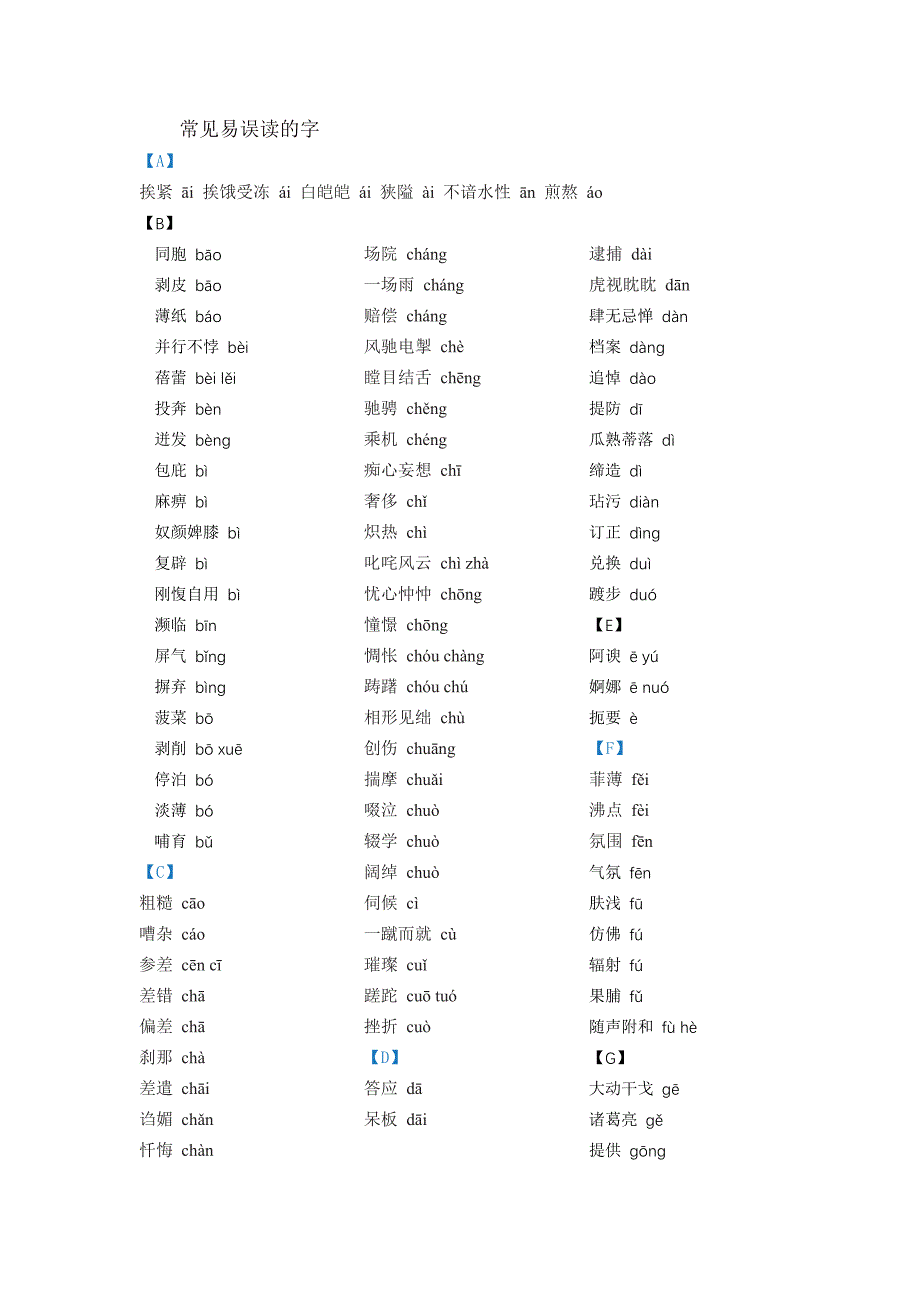 常见易错字词表_第1页