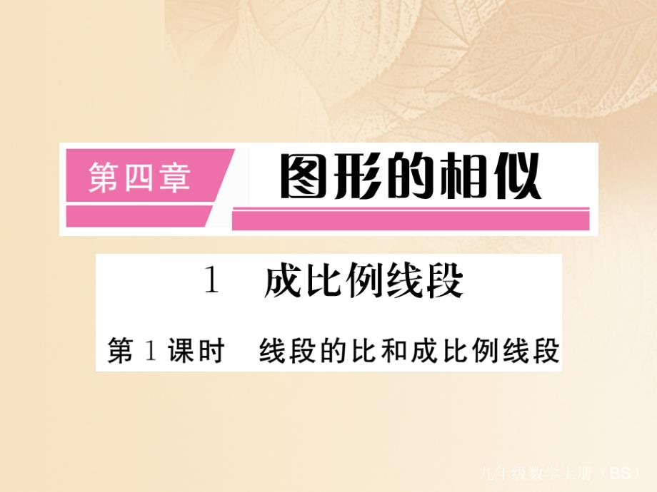 九年级数学上册 4_1 成比例线段 第1课时 线段的比和成比例线段讲练课件 （新版）北师大版1_第1页