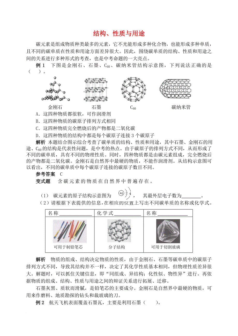 2016_2017学年九年级化学全册第6单元燃烧与燃料结构性质与用途释疑解析素材新版鲁教版_第1页