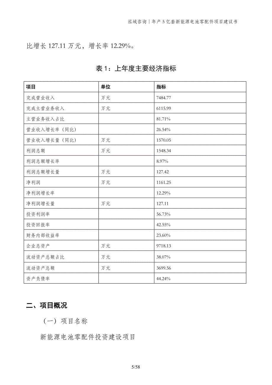 年产5亿套新能源电池零配件项目建议书_第5页