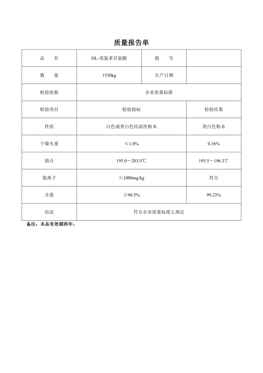 dl-邻氯苯甘氨酸(中文)2013.11.1 98%_第1页