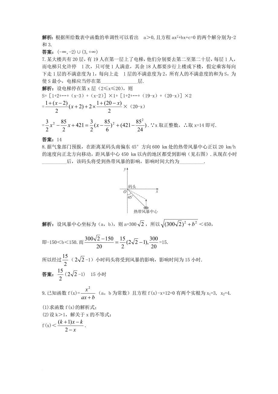 高中数学 第三章 不等式 3_3 一元二次不等式及其解法同步训练 新人教b版必修51_第5页