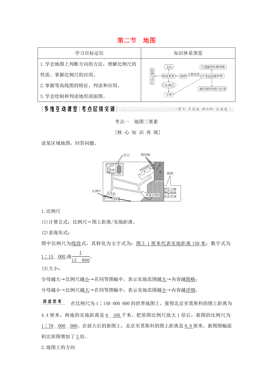 2018年高考地理总复习第1单元第二节地图学案鲁教版_第1页