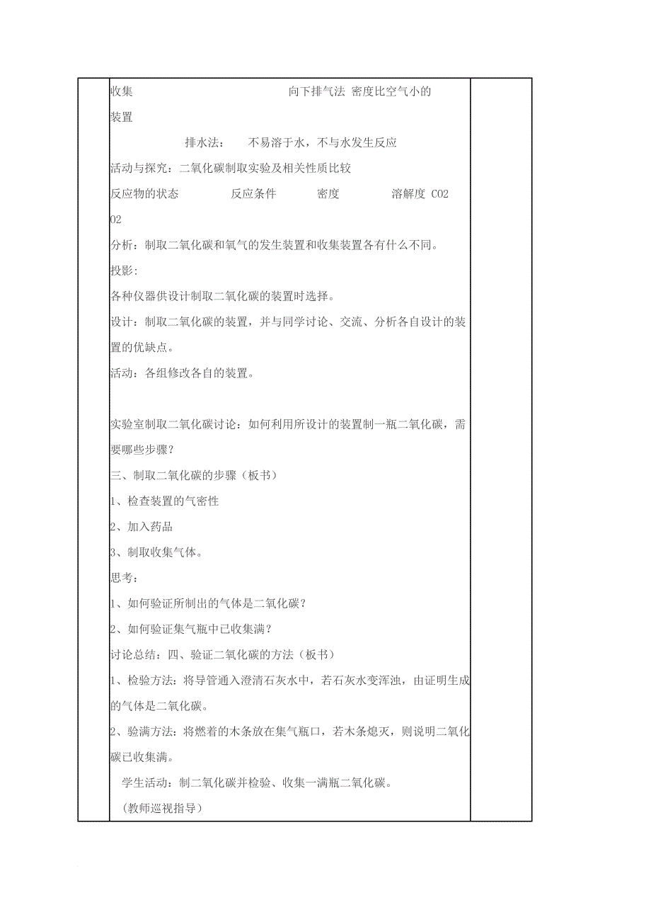 九年级化学上册 第六单元 碳和碳的化合物 课题2 二氧化碳制取的研究教案 （新版）新人教版_第3页