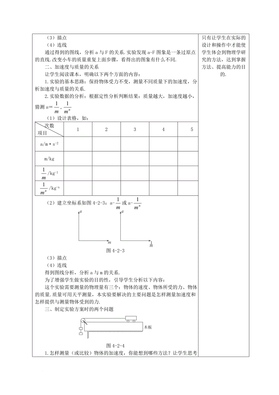 高中物理 第四章 牛顿运动定律 4_2 实验 探究加速度与力、质量的关系教案3 新人教版必修11_第3页