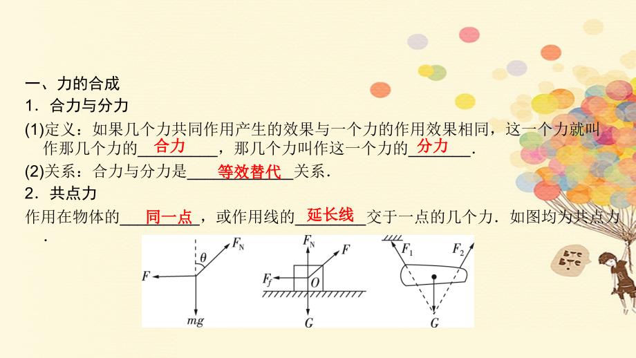 高考物理一轮复习 第二章 相互作用 2_2 力的合成与分解课件_第4页