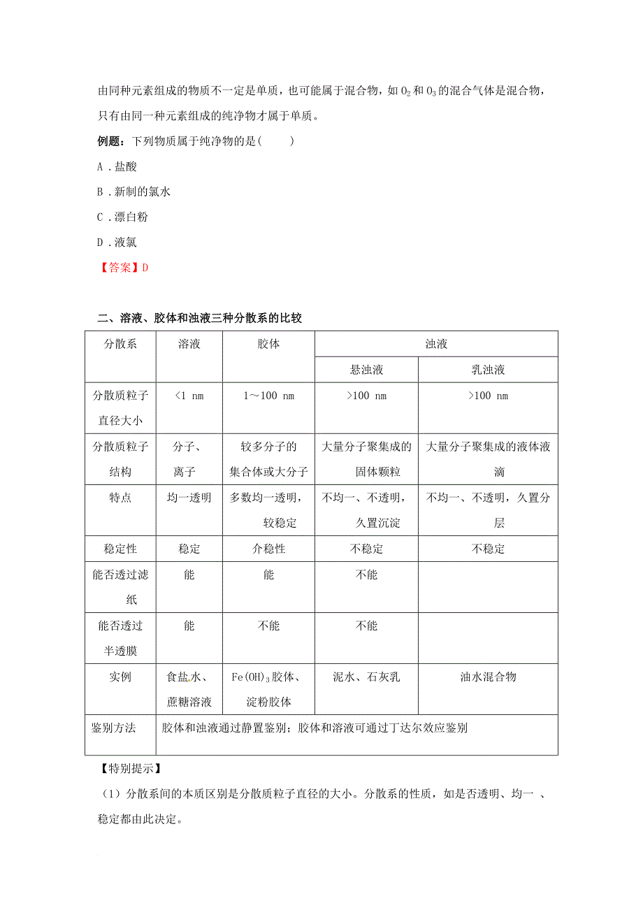 高中化学 第二单元 化学物质及其变化 第一讲 物质的分类讲义（必修1）_第2页