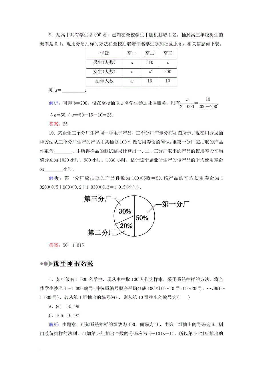 高考数学一轮复习 第九章 算法初步、统计、统计案例 课时作业59 随机抽样（含解析）文_第3页