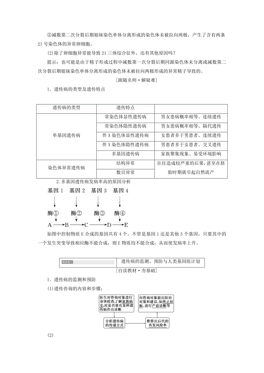 高中生物 第5章 基因突变及其他变异 第3节 人类遗传病学案 新人教版必修2_第2页