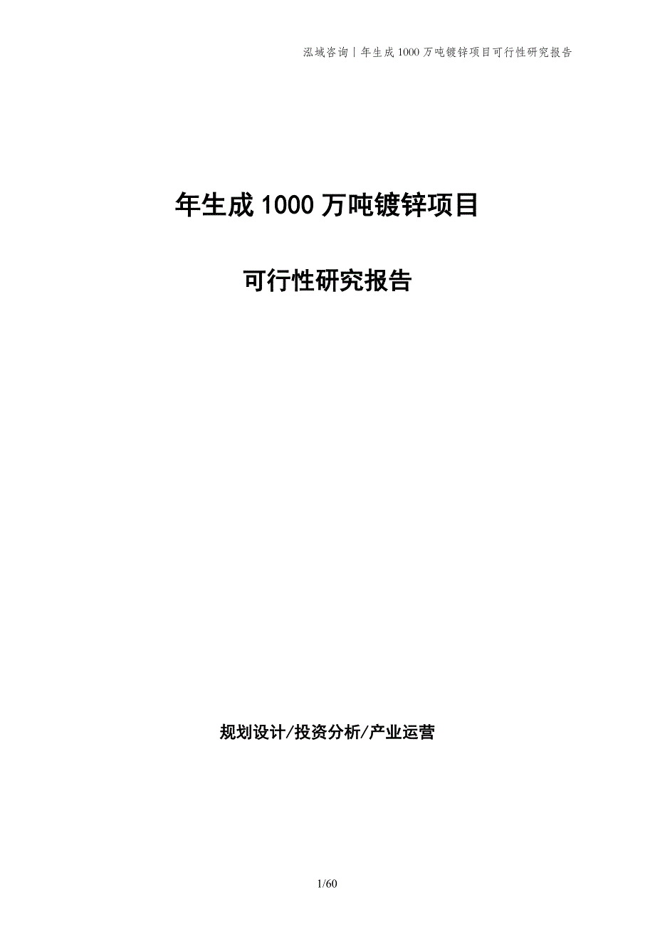 年生成1000万吨镀锌项目可行性研究报告_第1页