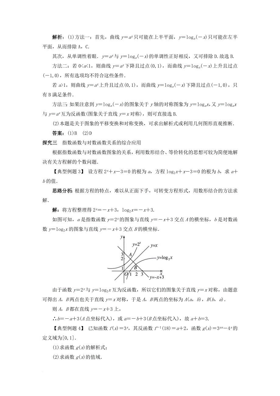 高中数学 第三章 基本初等函数（ⅰ）3_2 对数与对数函数 3_2_3 指数函数与对数函数的关系课堂探究 新人教b版必修11_第2页