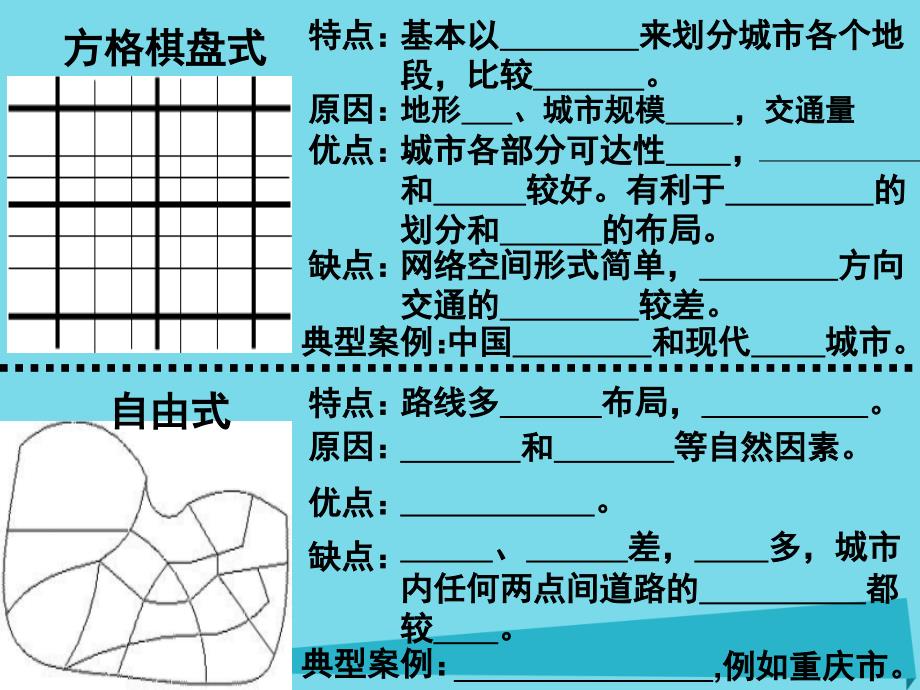 高中地理第3章城乡规化第3节城镇总体布局3_3表格打游件湘教版选修4_第1页