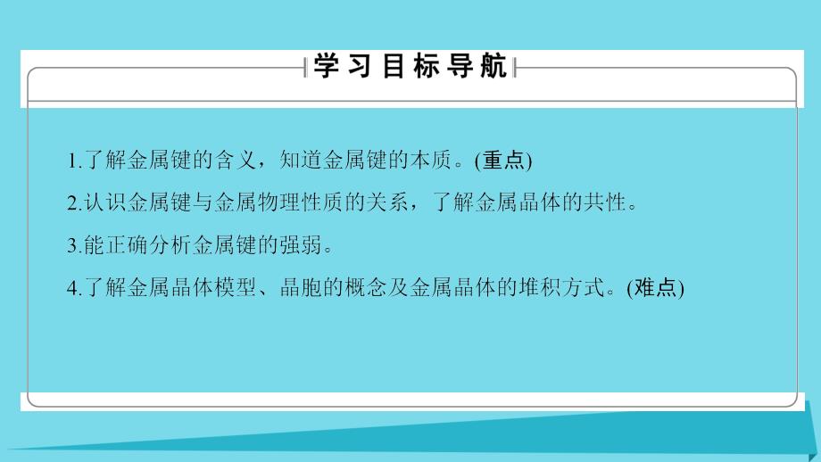 高中化学专题3微粒间作用力与物质性质第1单元金属键金属晶体课件苏教版选修3_第2页